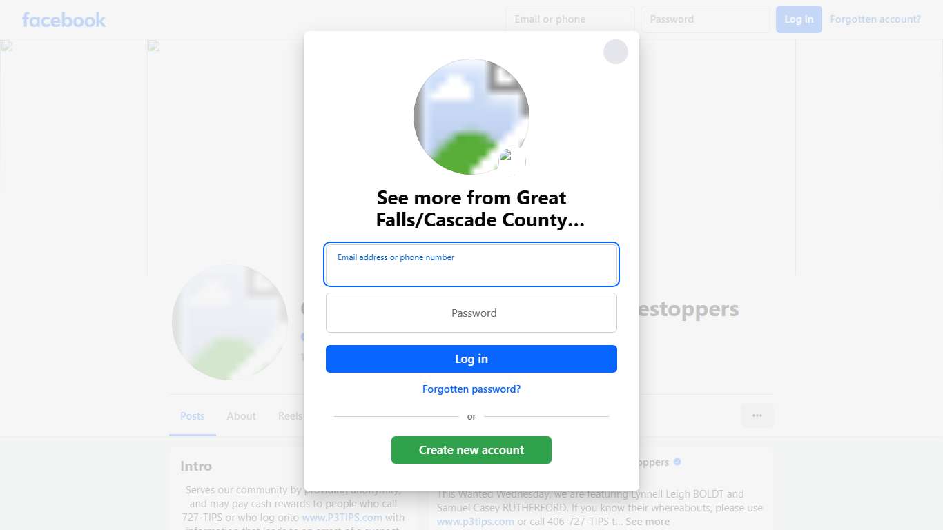 Great Falls/Cascade County Crimestoppers Facebook